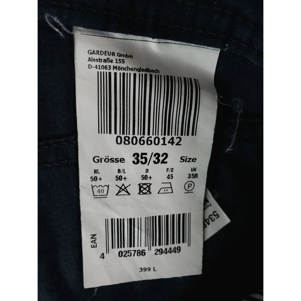Atelier Gardeur Pants Mens 35x32 Navy Blue Nevio 1 Regular Straight Linen Blend